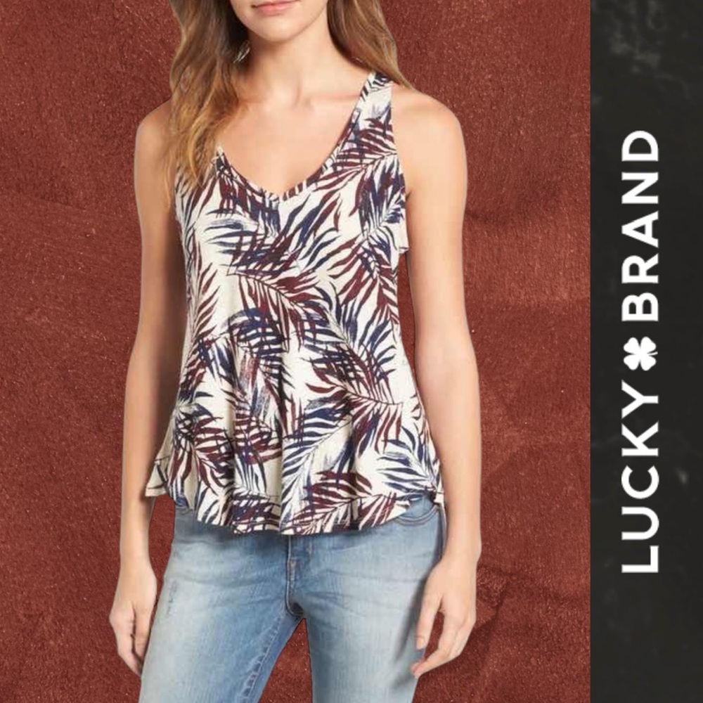 Lucky Brand Palm Leaf Print Tank, Size S, MSRP $40‎